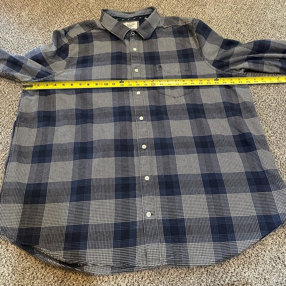 PENGUIN XXL Navy Blue White Plaid Flannel Button Down Shirt R $98 - Picture 7 of 10